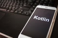 Kotlin Programming language for mobile development, concept. Smartphone Royalty Free Stock Photo