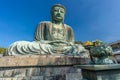 Wide angle view of The Great Buddha (Daibutsu) of Kamakura, Japan