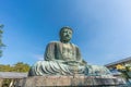 Wide angle view of The Great Buddha (Daibutsu) of Kamakura, Japan