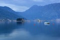 Kotor bay and Perast in Montenegro - blue hour Royalty Free Stock Photo