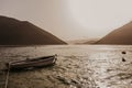 Kotor bay at sunset. Overcast sky. Montenegro, Balkans, Adriatic sea, Europe Royalty Free Stock Photo