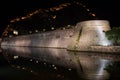 Kotor City Wall Surrounding the Old Town at Night with Relfection Royalty Free Stock Photo