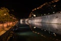 Kotor City Wall Surrounding the Old Town at Night with Relfection Royalty Free Stock Photo