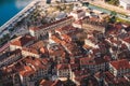 Kotor, Montenegro, beautiful top panoramic view of Kotor city old medieval town seen from San Giovanni St. John Fortress, with Royalty Free Stock Photo