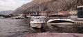 Kotor, Montenegro boats and old town view