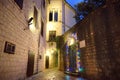 Kotor, Montenegro - December 24, 2021: Entrance of the Episcopal Seminary of Famous Roman Cathedral of Saint Tryphon, Old Town of