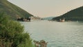 KOTOR, MONTENEGRO - JULY 27, 2018. GTS Celebrity Constellation cruise ship leaving the Bay of Kotor or Boka Kotorska Royalty Free Stock Photo