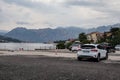 Empty port with cars waiting for ferry in Kotor bay