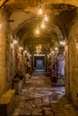KOTOR, MONTENEGRO - JUNE 1, 2019: Ancient covered market in the Old Town of Kotor, Montenegr