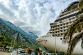 A huge cruise liner in Kotor, Montenegro Royalty Free Stock Photo