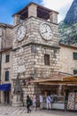 Kotor clock tower Royalty Free Stock Photo