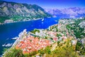 Kotor, Montenegro. Scenit sparkling Bay of Kotor, medieval walled city