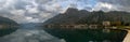 Panorama landscape of the Bay of Kotor on the Adriatic Coast of Montenegro Royalty Free Stock Photo