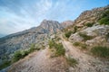 Kotor mountain hiking trail landscape and rocky mountain in the distance Kotor Montenegro