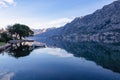 Kotor - Panoramic view of bay of Kotor at sunrise in summer, Adriatic Mediterranean Sea, Montenegro, Balkans, Europe Royalty Free Stock Photo