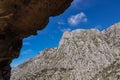 Kotor - Panoramic view on steep Rocky Mountain summit Stirovnik, Lov_en National Park, Dinaric Alps, Montenegro Royalty Free Stock Photo