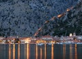 Kotor town and fortress by night