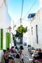 Koufonisia, small, white, cyclades, greek, island, stone, greece, street, building, blue, summer, background, traditional, travel,