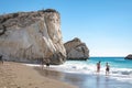 Kouklia, Paphos District - January 29, 2024: The famous beach of Aphrodite\'s rock or (Petra tou Romiou) in winter