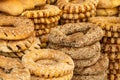 `koulouri` traditional Greek crispy round bagels with sesame, background