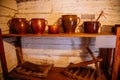 Kourim, Bohemia, Czech Republic, 26 December 2021: Interior of Traditional village house, barn with agricultural tools, troughs