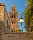 Koutoubia Mosque minaret at medina quarter Royalty Free Stock Photo