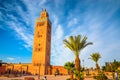 Koutoubia Mosque minaret in old medina  of Marrakech, Morocco Royalty Free Stock Photo