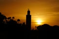 The Koutoubia mosque in sunset, Marrakesh Royalty Free Stock Photo