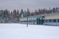 Kouvola, Finland - 2 december 2018, Eskolanmaki school building at winter