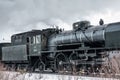 KOUVOLA, FINLAND - DECEMBER 26, 2018: Steam train Ukko-Pekka going from Kouvola to Kotka. The steam locomotive Hr1 1009 was made Royalty Free Stock Photo