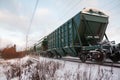 KOUVOLA, FINLAND - DECEMBER 26, 2018: Wagons of cargo train at winter morning in Finland