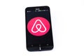 Kouvola, Finland - 23 January 2020: Airbnb app logo on the screen of smartphone Asus Royalty Free Stock Photo