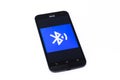 Kouvola, Finland - 23 January 2020: Bluetooth logo on the screen of smartphone Asus