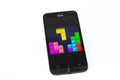 Kouvola, Finland - 23 January 2020: Game Tetris on the screen of smartphone Asus