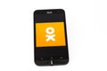 Kouvola, Finland - 23 January 2020: Odnoklassniki app logo on the screen of smartphone Asus