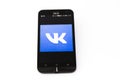 Kouvola, Finland - 23 January 2020: Vkontakte app logo on the screen of smartphone Asus