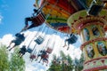 Kouvola, Finland - 14 July 2020: Ride Swing Carousel in amusement park Tykkimaki at summer sunny day