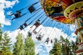 Kouvola, Finland - 14 July 2020: Ride Swing Carousel in amusement park Tykkimaki at summer sunny day