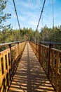 Kouvola, Finland - 27 March 2020: New bridge over the lake Lapinsalmi in the National Park Repovesi, Finland