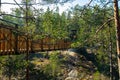 Kouvola, Finland - 27 March 2020: New bridge over the lake Lapinsalmi in the National Park Repovesi, Finland