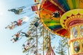 Kouvola, Finland - 18 May 2019: Ride Swing Carousel in motion in amusement park Tykkimaki