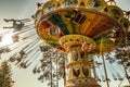 Kouvola, Finland - 18 May 2019: Ride Swing Carousel in motion in amusement park Tykkimaki