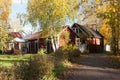 KOUVOLA, FINLAND - OCTOBER 10, 2018: Beautiful autumn in old rustic museum district of Kouvola - Kaunisnurmi