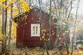 KOUVOLA, FINLAND - OCTOBER 15, 2018: Beautiful autumn in old rustic museum district of Kouvola - Kaunisnurmi