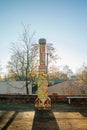 KOUVOLA, FINLAND - OCTOBER 15, 2018: Beautiful mosaic sculpture in old rustic museum district of Kouvola - Kaunisnurmi