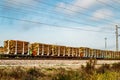 Kouvola, Finland - 24 September 2020: Railway carriages with timber at paper mill Stora Enso