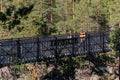 Two people walking on new Lapinsalmi bridge, built in 2019 to replace the old broken