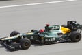 Kovalainen down the main straight, Malaysian F1 Royalty Free Stock Photo