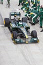 Kovalainen pits at the Malaysian F1 Royalty Free Stock Photo