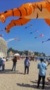 People flying kites and enjoying in Kite Festival in Trivandrum, India. Royalty Free Stock Photo